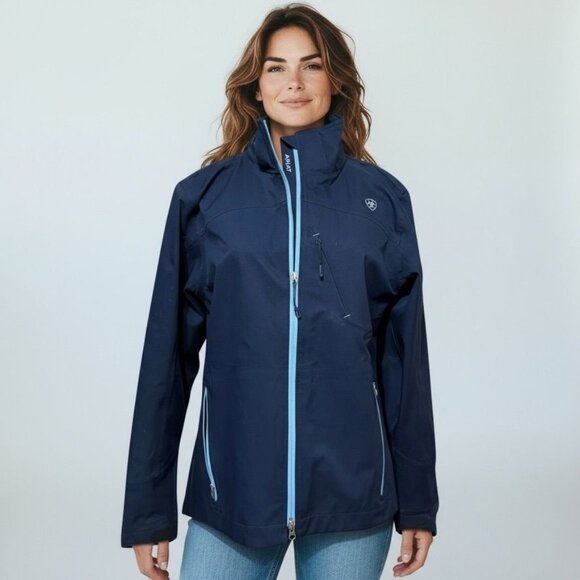 Ariat Waterproof Jacket Women's Large Riding Rain EUC Outdoor Pockets Vented - Picture 1 of 9